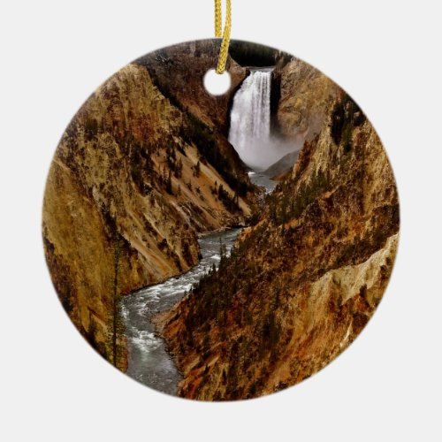 YELLOWSTONE FALL IN YELLOWSTONE NATIONAL PARK CERAMIC ORNAMENT