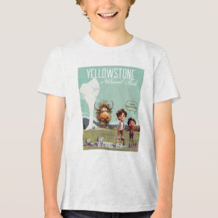 Yellowstone funny children bison buffalo T-Shirt Tri-Blend Shirt