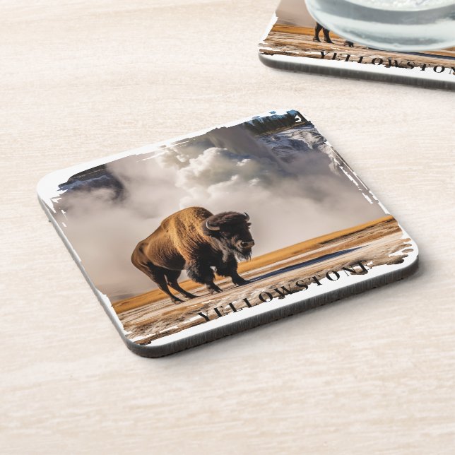 Yellowstone Geyser Bison Beverage Coaster (Left Side)
