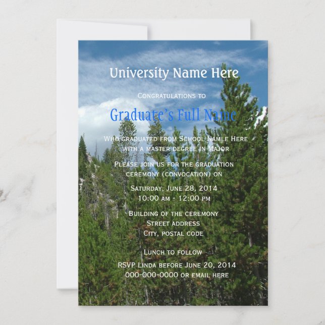 Yellowstone graduation ceremony (convocation) invitation (Front)