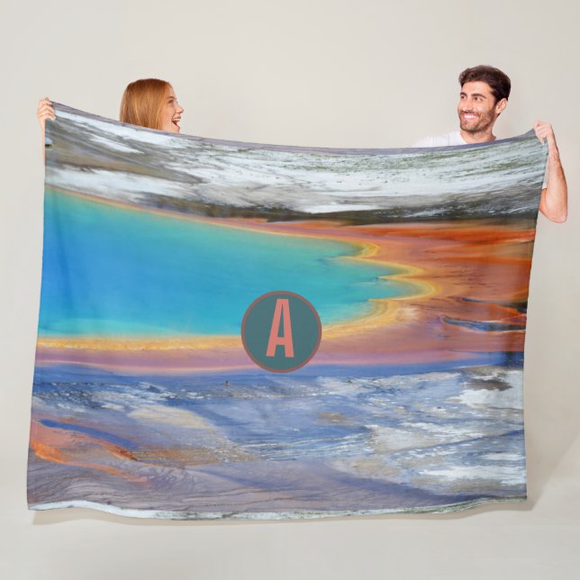 Yellowstone Grand Prismatic Hot Spring - Customize Fleece Blanket (In Situ)