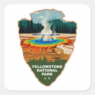 Yellowstone Grand Prismatic Spring Arrowhead Square Sticker