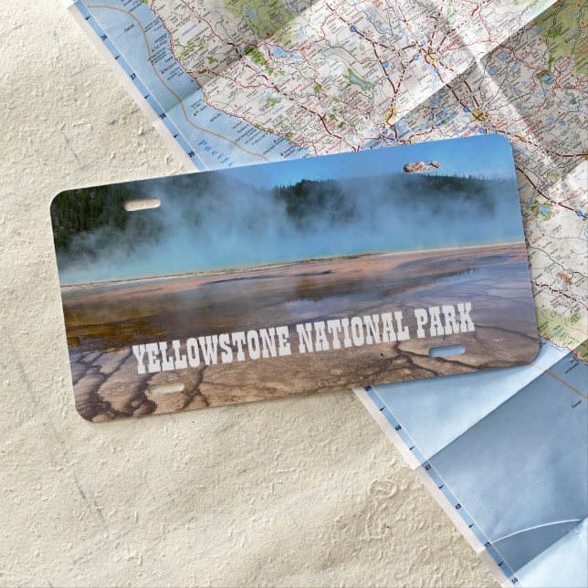 Yellowstone Grand Prismatic Spring License Plate (In Situ)