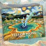 Yellowstone Grand Prismatic Spring Van Gogh Custom Postcard<br><div class="desc">Yellowstone National Park, the first and most famous of the US national parks, is celebrated for its geysers, hot springs, wildlife, and breathtaking mountain landscapes. At the heart of the park lies the Grand Prismatic Spring, one of the world’s largest and most colorful hot springs, surrounded by steaming geothermal pools...</div>
