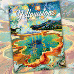 Yellowstone Grand Prismatic Van Gogh Custom Text Postcard<br><div class="desc">Experience the wonder of Yellowstone National Park reimagined in the expressive brushwork of Vincent van Gogh. This bold and colorful travel artwork highlights the Grand Prismatic Spring, one of the park’s most iconic geothermal landmarks, painted in swirling impressionist strokes that capture movement, light, and atmosphere. The brilliant blue waters, fiery...</div>
