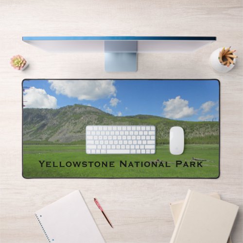 Yellowstone Green Meadow Photo National Park Desk Mat