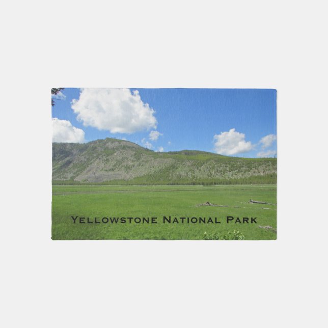 Yellowstone Green Meadow Photo National Park Outdoor Rug (Front)