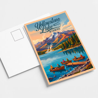 Yellowstone Lake Wyoming Scenic Fishing Postcard
