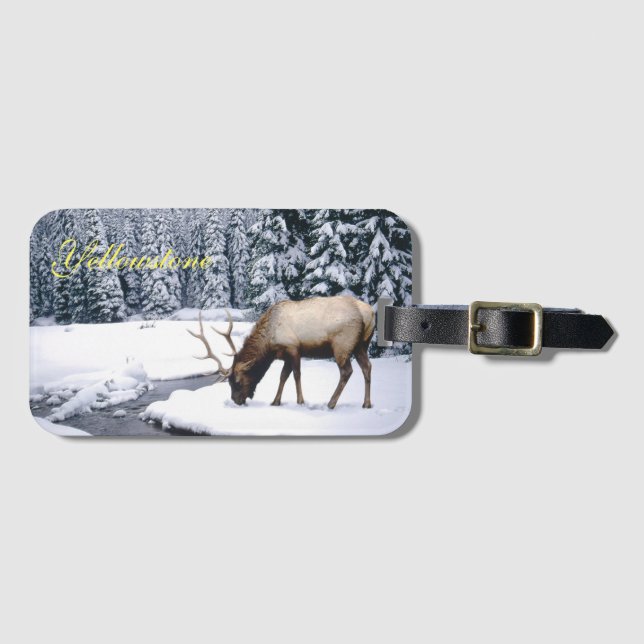 Yellowstone Luggage Tag-Elk Luggage Tag (Front Horizontal)