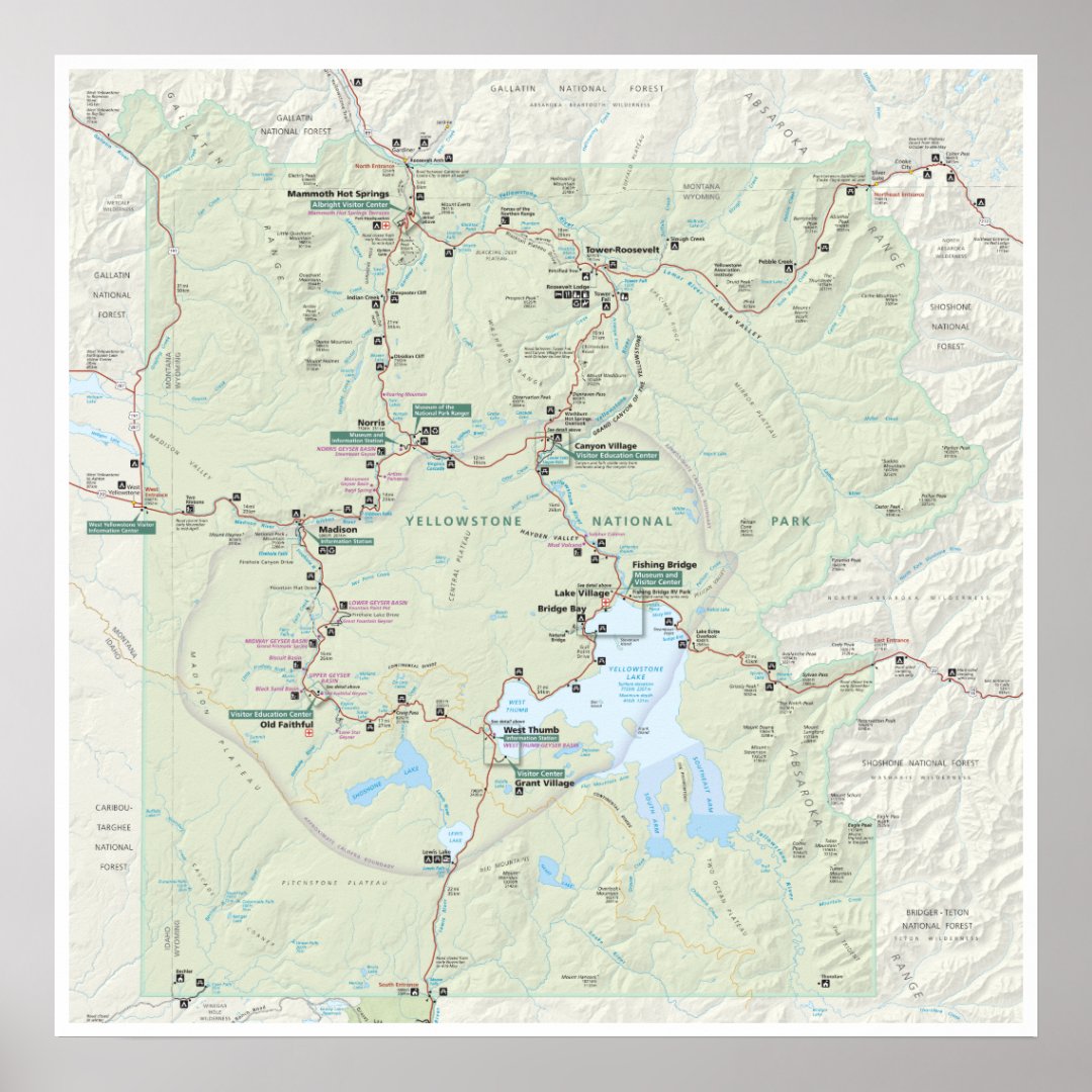 Yellowstone map poster | Zazzle