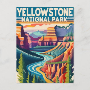 Yellowstone Nation Park Grand Canyon Holiday Postcard