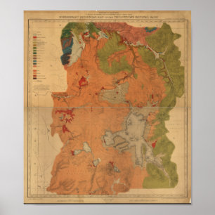 Yellowstone National Park 1878 Geologic Survey Map Poster