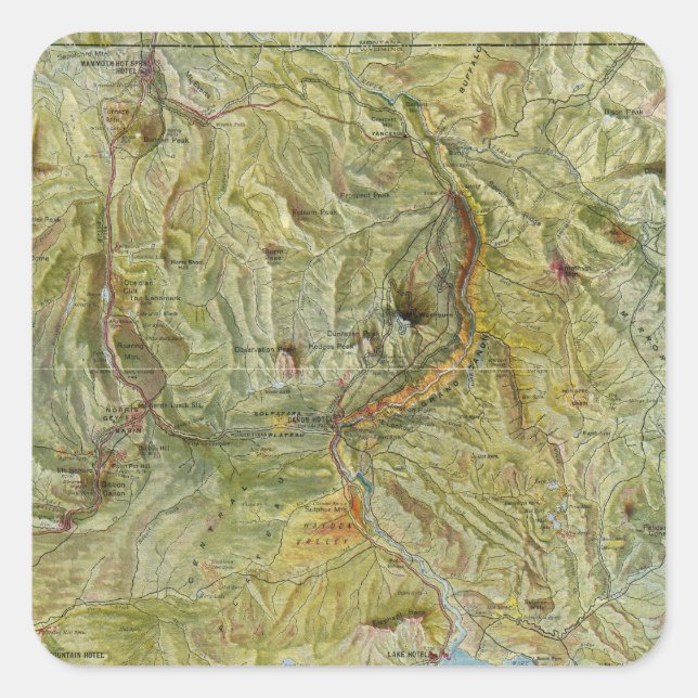 Yellowstone National Park 2 Square Sticker (Front)