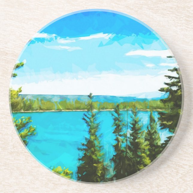 Yellowstone National Park Abstract Impressionism Drink Coaster (Front)