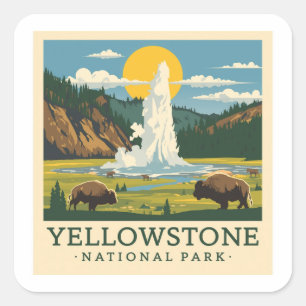 Yellowstone National Park Adventure Design Square Sticker