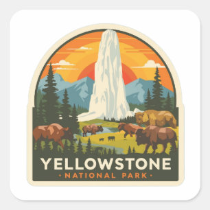 Yellowstone National Park Adventure Design Square Sticker