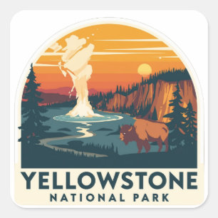 Yellowstone National Park Adventure Design Square Sticker