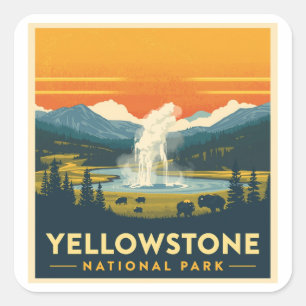 Yellowstone National Park Adventure Square Sticker