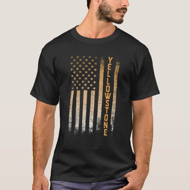 Yellowstone National Park American Flag T-Shirt (Front)