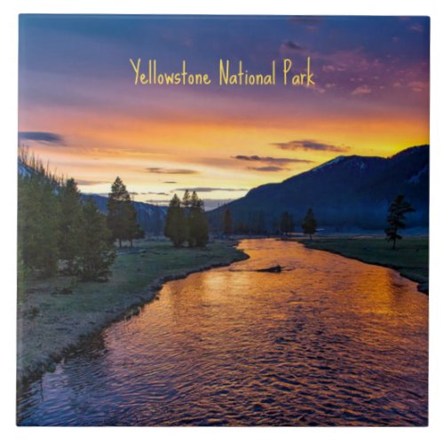 Yellowstone National Park at Sunset  Ceramic Tile