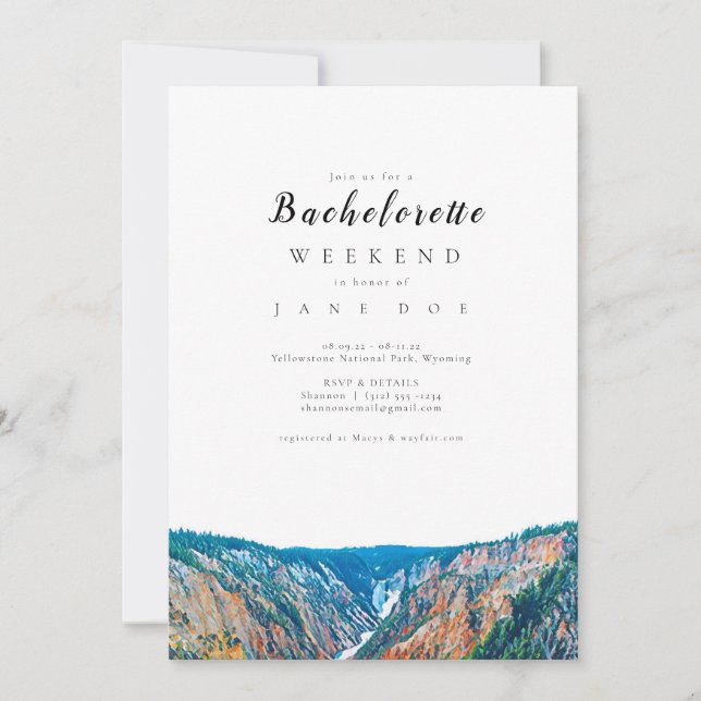 Yellowstone National Park Bachelorette Party Invitation (Front)