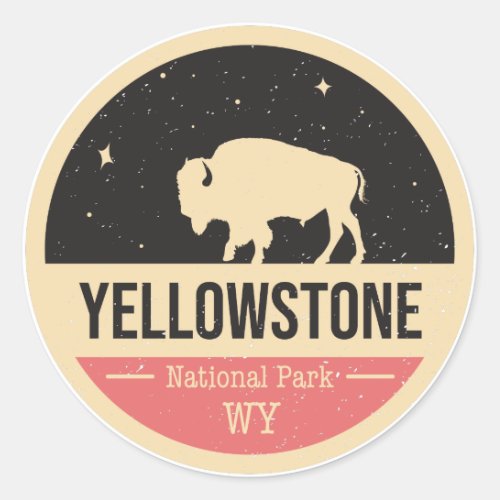 Yellowstone National Park Badge Classic Round Sticker