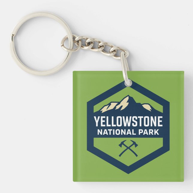 Yellowstone National Park Badge Logo Keychain (Front)