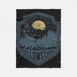 Yellowstone National Park Bear Nature Hiking Outdo Fleece Blanket