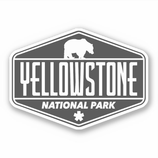 Yellowstone National Park Bear - Retro Travel Sticker (Front)