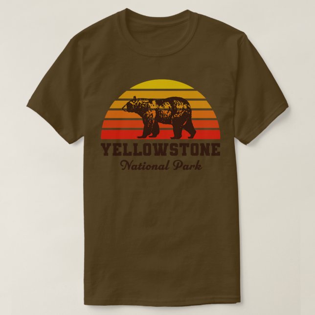 Yellowstone National Park Bear Sunset Yellow T-Shirt (Design Front)