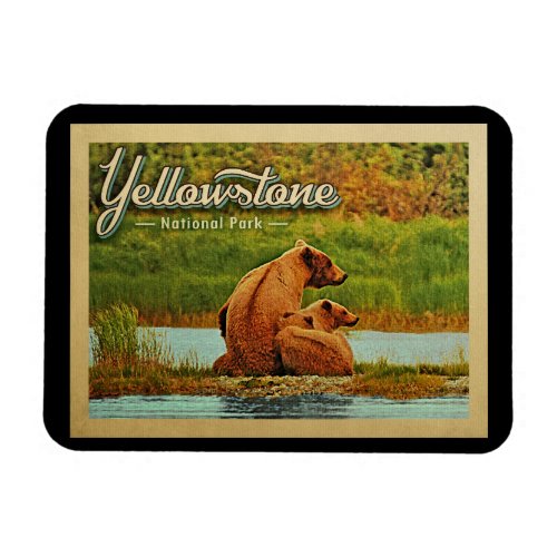 Yellowstone National Park Bears Vintage Magnet