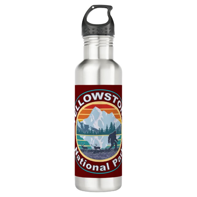 Yellowstone National Park Bigfoot Stainless Steel Water Bottle (Front)