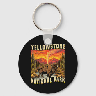 Yellowstone National Park Bison Buffalo Cows Keychain