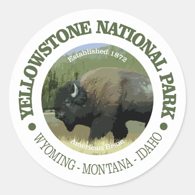 Yellowstone National Park (bison) Classic Round Sticker | Zazzle