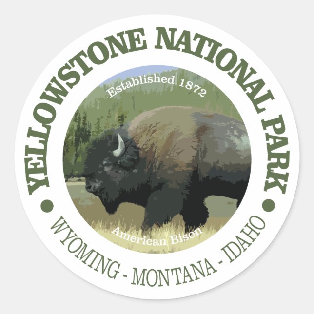 Yellowstone National Park (bison) Classic Round Sticker (Front)