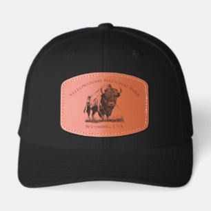 Yellowstone National Park Bison Leather Patch Hat