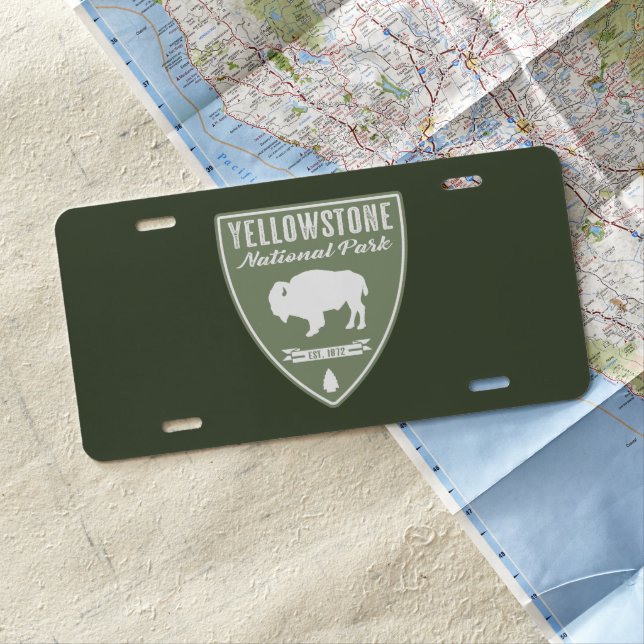 Yellowstone National Park Bison License Plate (In Situ)