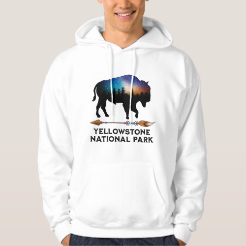 Yellowstone National Park Bison Night Sky Vacation Hoodie