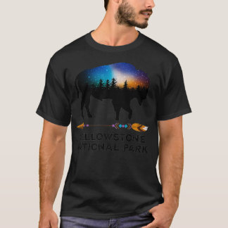 Yellowstone National Park Bison Night Sky Vacation T-Shirt