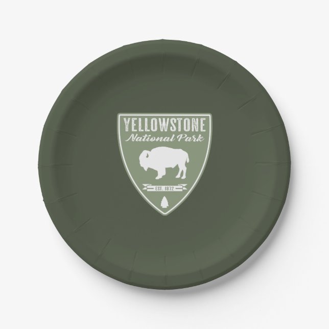 Yellowstone National Park Bison Paper Plates (Front)