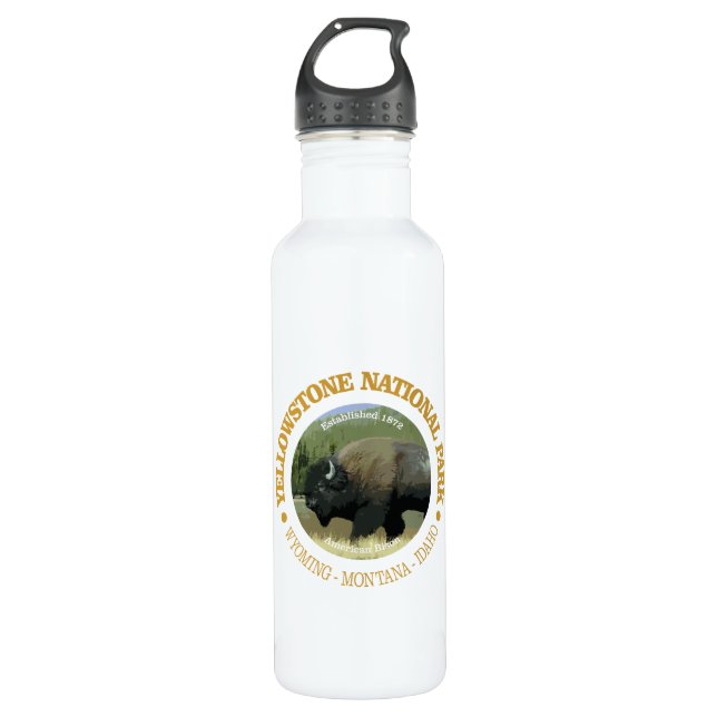 Yellowstone National Park (bison)  Stainless Steel Water Bottle (Front)