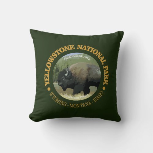 Yellowstone National Park bison Throw Pillow