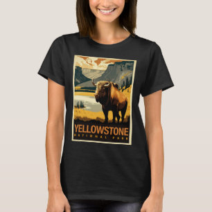 Yellowstone National Park Bison Vintage Poster T-Shirt