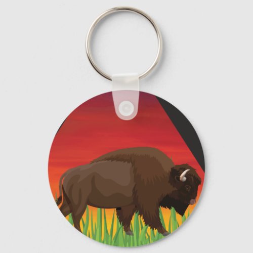 Yellowstone National Park Bison Wyoming Montana Keychain