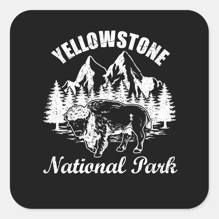 Yellowstone National Park Bison Yellowstone Square Sticker | Zazzle