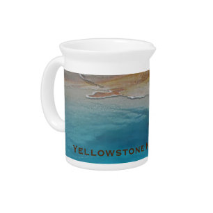 Yellowstone National Park Blue Pool Photo Nature Beverage Pitcher