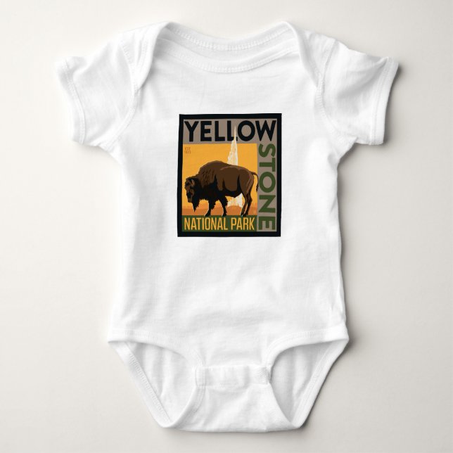 Yellowstone National Park | Buffalo Baby Bodysuit (Front)