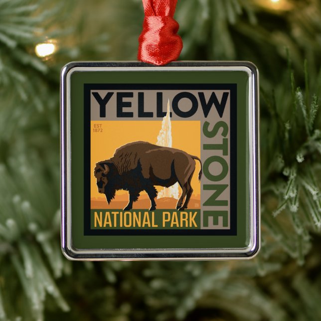 Yellowstone National Park | Buffalo Metal Ornament (Tree)