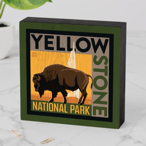 Yellowstone National Park  Buffalo Wooden Box Sign