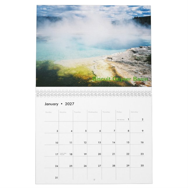 Yellowstone National Park Calendar (Jan 2027)